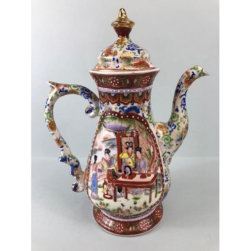 266 - Collectable China, Staffordshire pottery novelty water jug of Nell Gwyn, and a Chinese coffee pot wi... 