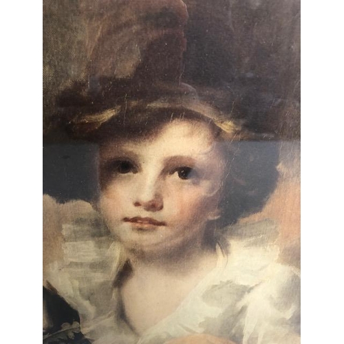 274 - 19th Century print of boy with Rabbit by Henry Raeburn, in glazed and gilt frame, approximately 65 x... 