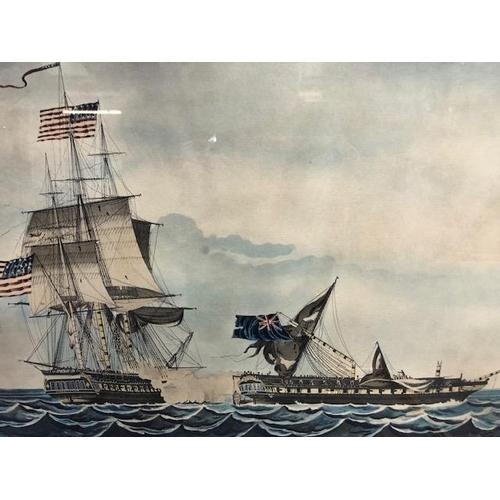 278 - Antique prints of American Maritime interest and the War of Independence, one being the capture of t... 