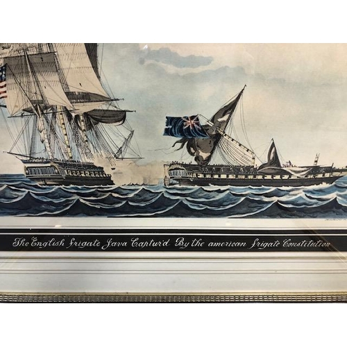 278 - Antique prints of American Maritime interest and the War of Independence, one being the capture of t... 