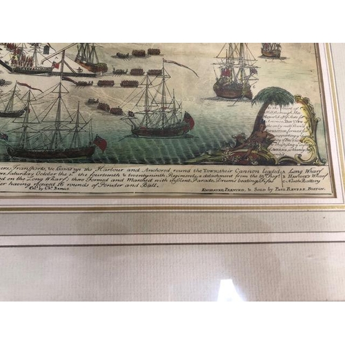 278 - Antique prints of American Maritime interest and the War of Independence, one being the capture of t... 