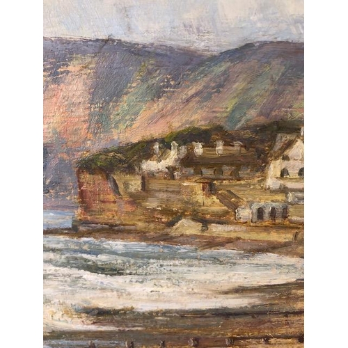 286 - Contemporary framed painting on board by local Devon artist Sandy Macfadyen, depicting Sidmouth sea ... 