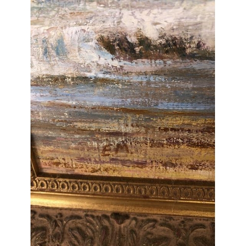 286 - Contemporary framed painting on board by local Devon artist Sandy Macfadyen, depicting Sidmouth sea ... 