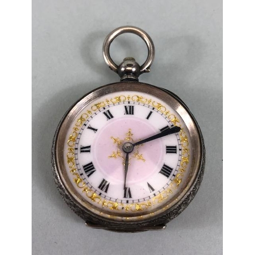 29 - Silver hall marked ladies fob watches one half hunter style with white dial and Roman numerals, appr... 