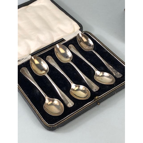 3 - Collection of Hallmarked Silver to include a cased set of Silver spoons, two napkin rings and a silv... 