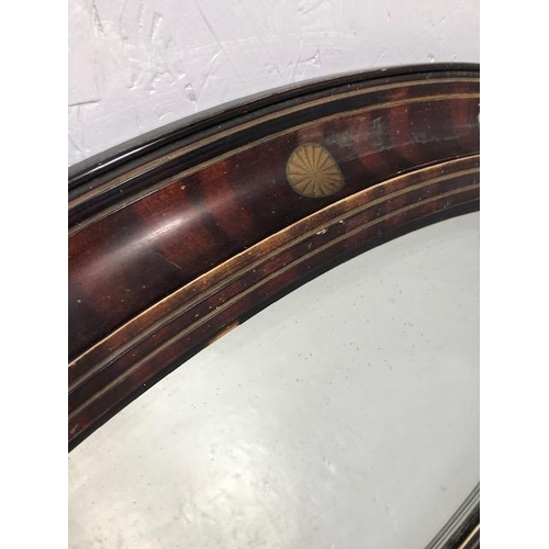 301 - Antique mirror early 19th century oval  bevel glass mirror in flame mahogany and ebonised frame with... 