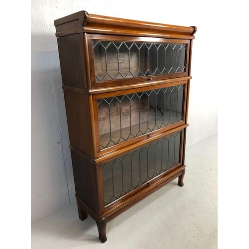 305 - Three section Globe Wernicke bookcase with leaded glazed panel doors approx 87 x 31 x 125cm