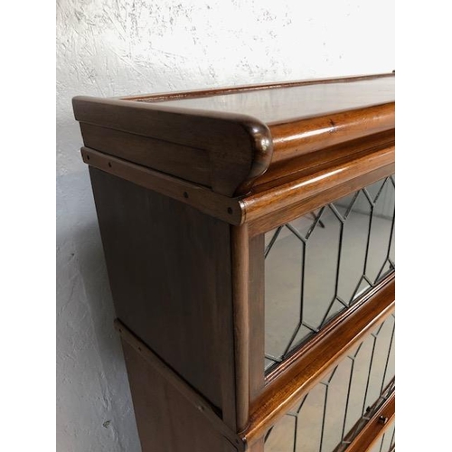 305 - Three section Globe Wernicke bookcase with leaded glazed panel doors approx 87 x 31 x 125cm