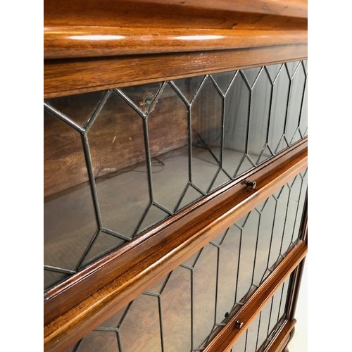 305 - Three section Globe Wernicke bookcase with leaded glazed panel doors approx 87 x 31 x 125cm