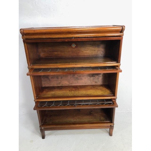 305 - Three section Globe Wernicke bookcase with leaded glazed panel doors approx 87 x 31 x 125cm