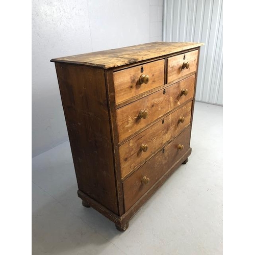 312 - Five Drawer Antique pine chest of drawers approx 109 x 44 x 113cm