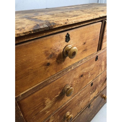 312 - Five Drawer Antique pine chest of drawers approx 109 x 44 x 113cm