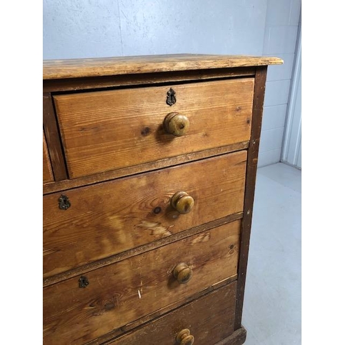 312 - Five Drawer Antique pine chest of drawers approx 109 x 44 x 113cm