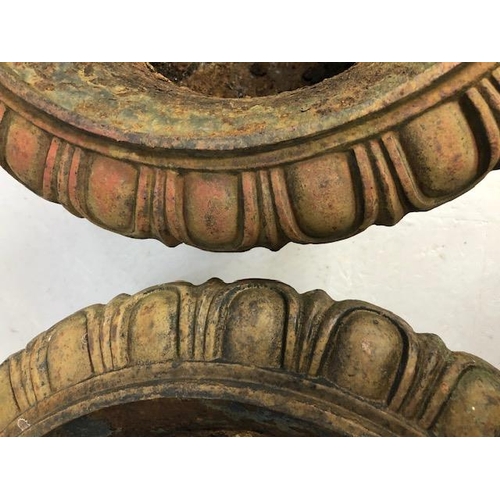 336 - Pair of wrought iron garden planters or Urns of classical style with flared rims (approx 48cm in dia... 