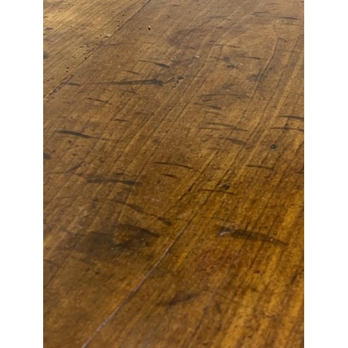 353 - Early 19th century French Farmhouse Table of Three plank construction with Breadboard ends in Cherry... 