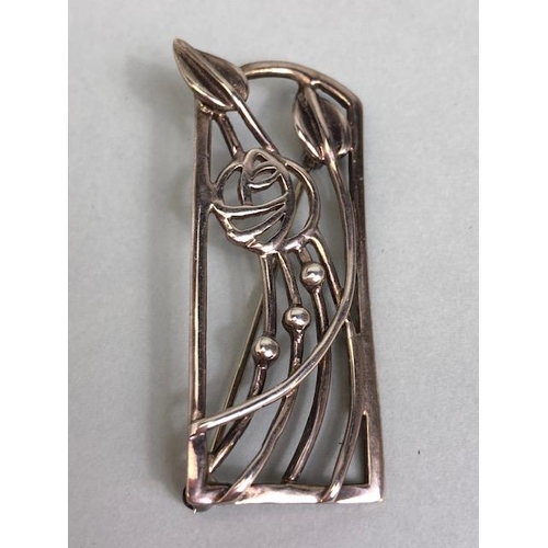 37 - Silver Hallmarked Brooch in Charles Rennie Mackintosh design, Arts & Crafts style marked for CJL app... 