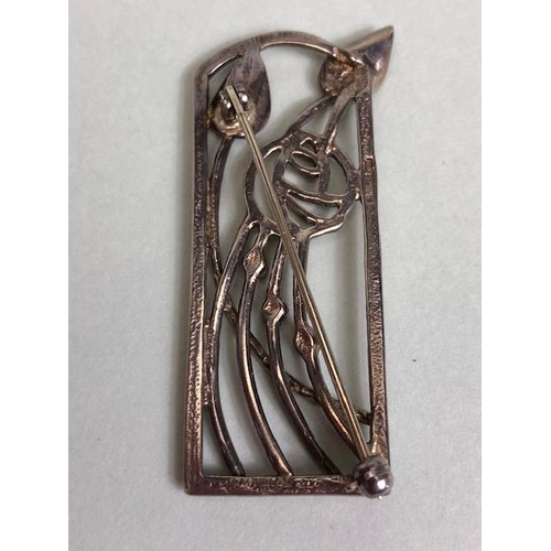 37 - Silver Hallmarked Brooch in Charles Rennie Mackintosh design, Arts & Crafts style marked for CJL app... 