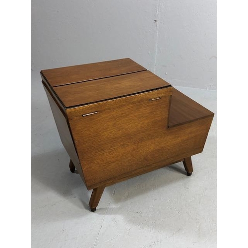 370 - Mid century style teak storage unit (sewing or crafts box) in teak with drawers and storage trays on... 