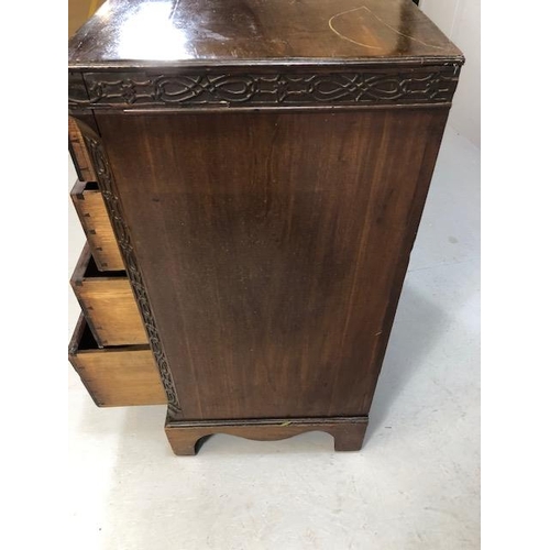 376 - Victorian five drawer chest of drawers with carved frieze detailing approx 98 x 50 x 103cm