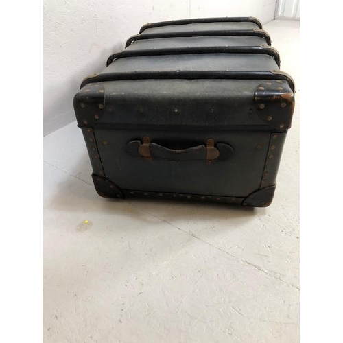 377 - Vintage wooden bound travel trunk