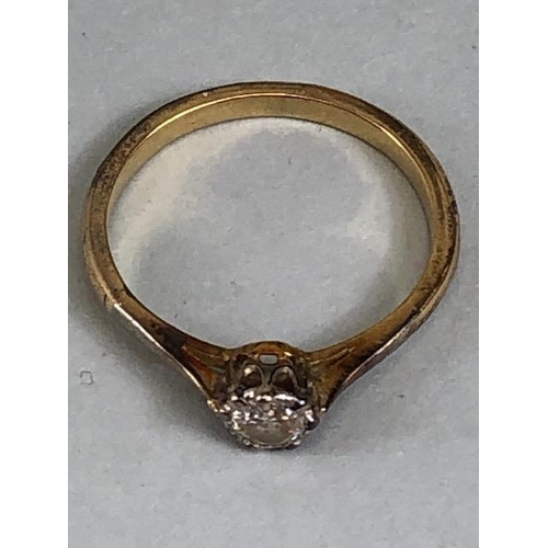 38 - Gold Solitaire ring set with a single diamond, no hallmarks, approx .33ct and size 'K' total weight ... 