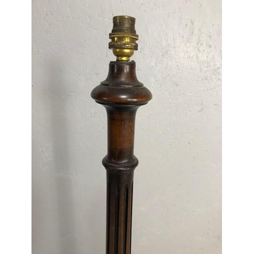 382 - Wooden standard lamp on tripod feet approx 154cm tall