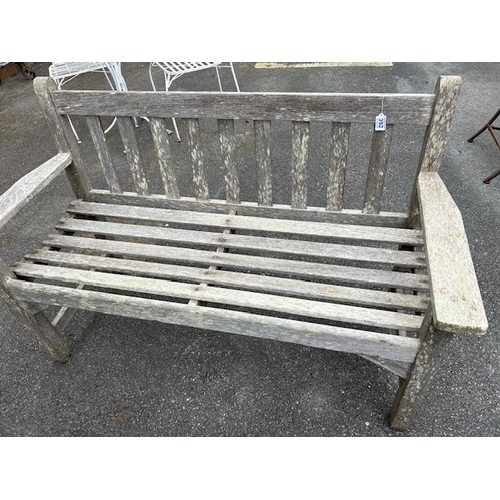 392 - Garden wooden slatted bench approx 128cm wide