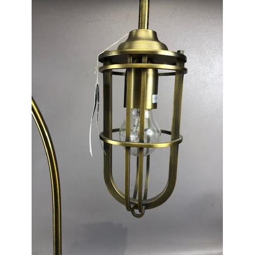 395 - Contemporary table or desk lamp by maker FEISS in a brass finish approx 73cm tall on a stepped circu... 