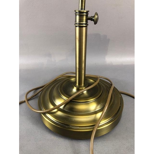 395 - Contemporary table or desk lamp by maker FEISS in a brass finish approx 73cm tall on a stepped circu... 