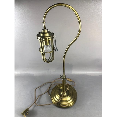 395 - Contemporary table or desk lamp by maker FEISS in a brass finish approx 73cm tall on a stepped circu... 