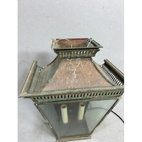 399 - Modern Victorian style metal porch wall light with 2 faux candle holders approximately 35 x 23 x 45c... 