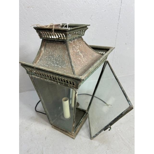 399 - Modern Victorian style metal porch wall light with 2 faux candle holders approximately 35 x 23 x 45c... 