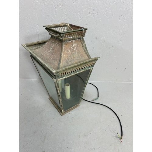 399 - Modern Victorian style metal porch wall light with 2 faux candle holders approximately 35 x 23 x 45c... 