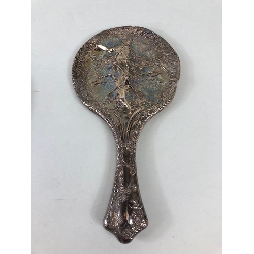 41 - Silver, Silver hallmarked hand mirror and Hair brush both A/F