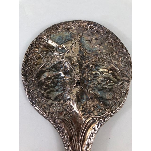 41 - Silver, Silver hallmarked hand mirror and Hair brush both A/F