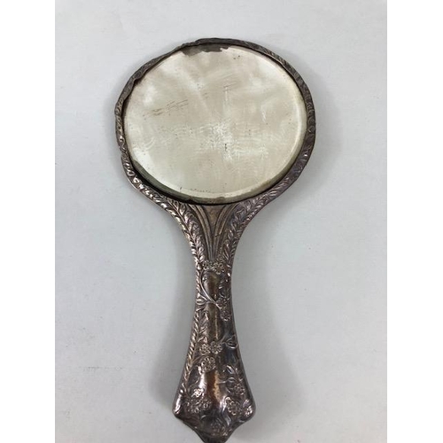 41 - Silver, Silver hallmarked hand mirror and Hair brush both A/F