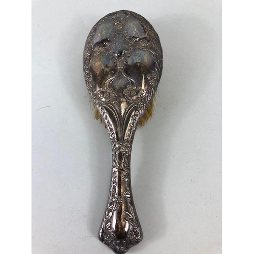 41 - Silver, Silver hallmarked hand mirror and Hair brush both A/F