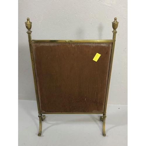 411 - Antique Brass  fire screen with mirrored star burst design central panel