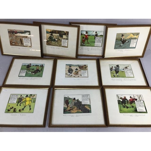 420 - Antique prints, eight historical golfing prints in frames each approximately 44 x 34cm