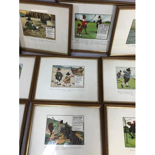 420 - Antique prints, eight historical golfing prints in frames each approximately 44 x 34cm