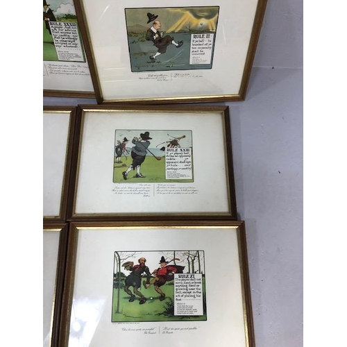 420 - Antique prints, eight historical golfing prints in frames each approximately 44 x 34cm