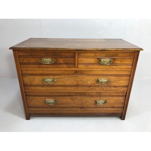 423 - Antique furniture, chest of 2 draws with 2 above , drop brass handles