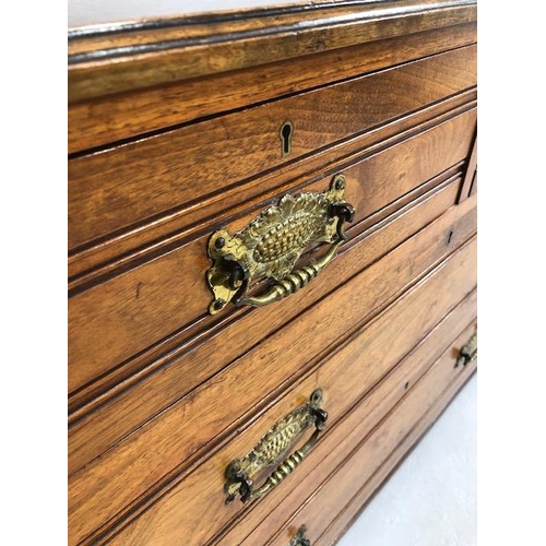 423 - Antique furniture, chest of 2 draws with 2 above , drop brass handles