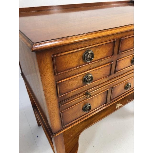 424 - Reproduction antique Mahogany sideboard with nine drawers and shelf under