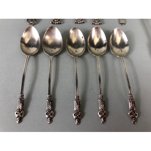 44 - Silver Hallmarked spoons to include apostle, fancy and salt, 13 items approximately 131.3g