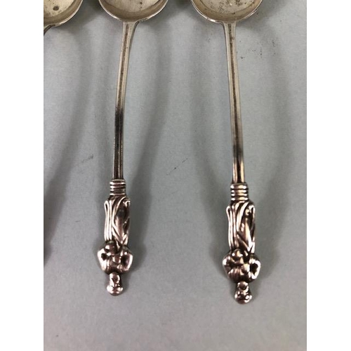 44 - Silver Hallmarked spoons to include apostle, fancy and salt, 13 items approximately 131.3g