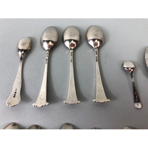 44 - Silver Hallmarked spoons to include apostle, fancy and salt, 13 items approximately 131.3g