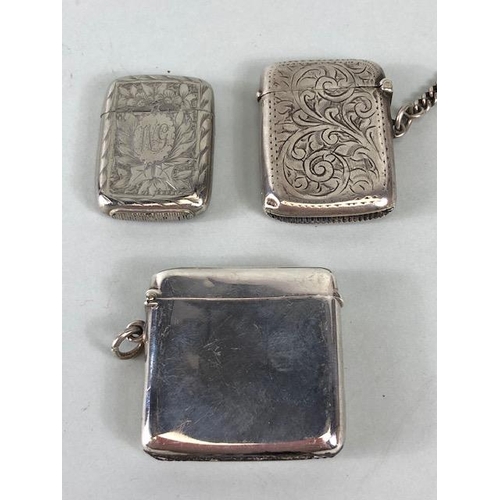 48 - Silver, three silver English hallmarked vesta cases approximately 68.5 g