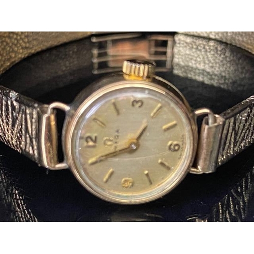 50 - 9ct gold vintage 1960s ladies OMEGA wrist watch on 9ct gold bark finish bracelet total length approx... 