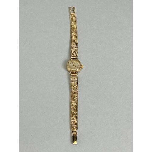 50 - 9ct gold vintage 1960s ladies OMEGA wrist watch on 9ct gold bark finish bracelet total length approx... 